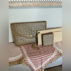 Lucky 🍀 7 Vintage Celine Celine Macadam canvas envelope clutch beige & wallet